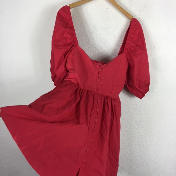 NWT Anthropologie Maeve Pink Puff-Sleeved Sweetheart Mini Dress Medium Coquette - Picture 11 of 13